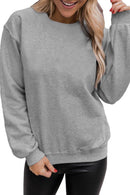 Gray Solid Classic Crewneck Pullover Sweatshirt - SELFTRITSS