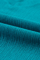 Blue Sapphire Crinkled V Neck Wide Sleeve T-shirt - SELFTRITSS