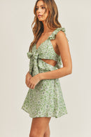 MABLE Floral Side Cutout Ruffled Mini Dress - SELFTRITSS