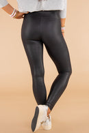 Black Faux Leather Skinny Leggings - SELFTRITSS   