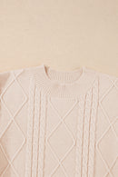 Parchment Cable Knit Mock Neck Cap Sleeve Sweater - SELFTRITSS   