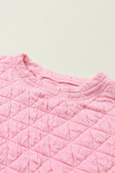 Pink Solid Quilted Pullover and Pants Outfit - SELFTRITSS