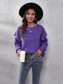 Lilac Chic Ruffled Long Sleeve Shoulder Sweater