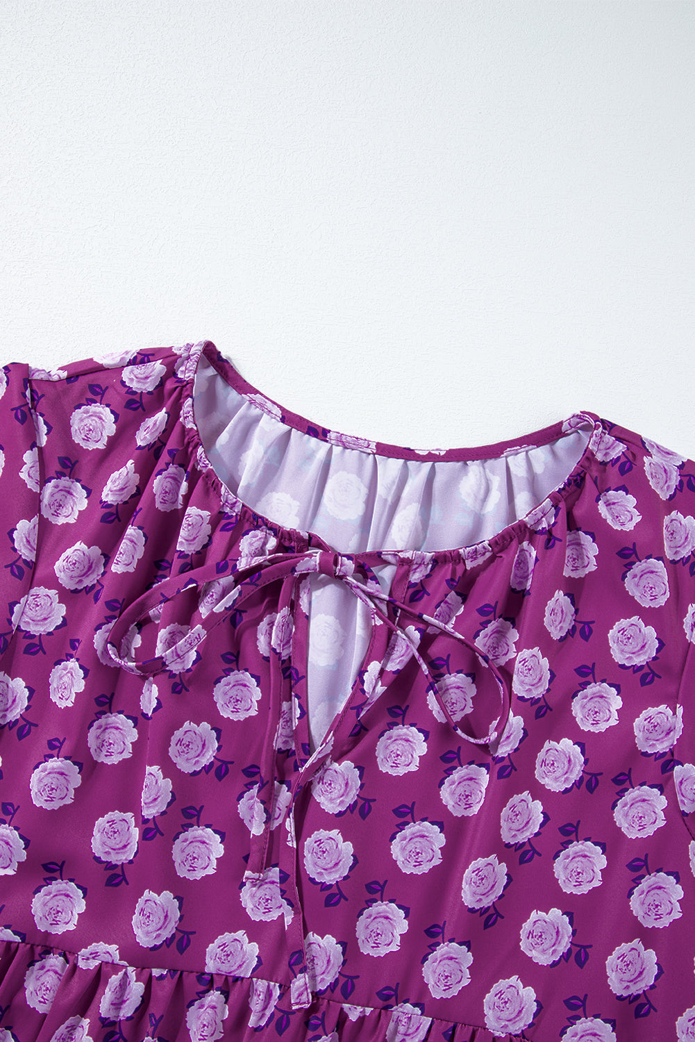 Purple Boho Printed Puff Sleeve Maxi Dress - SELFTRITSS