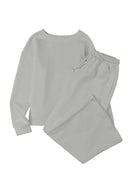 Gray Ultra Loose Textured 2pcs Slouchy Outfit - SELFTRITSS