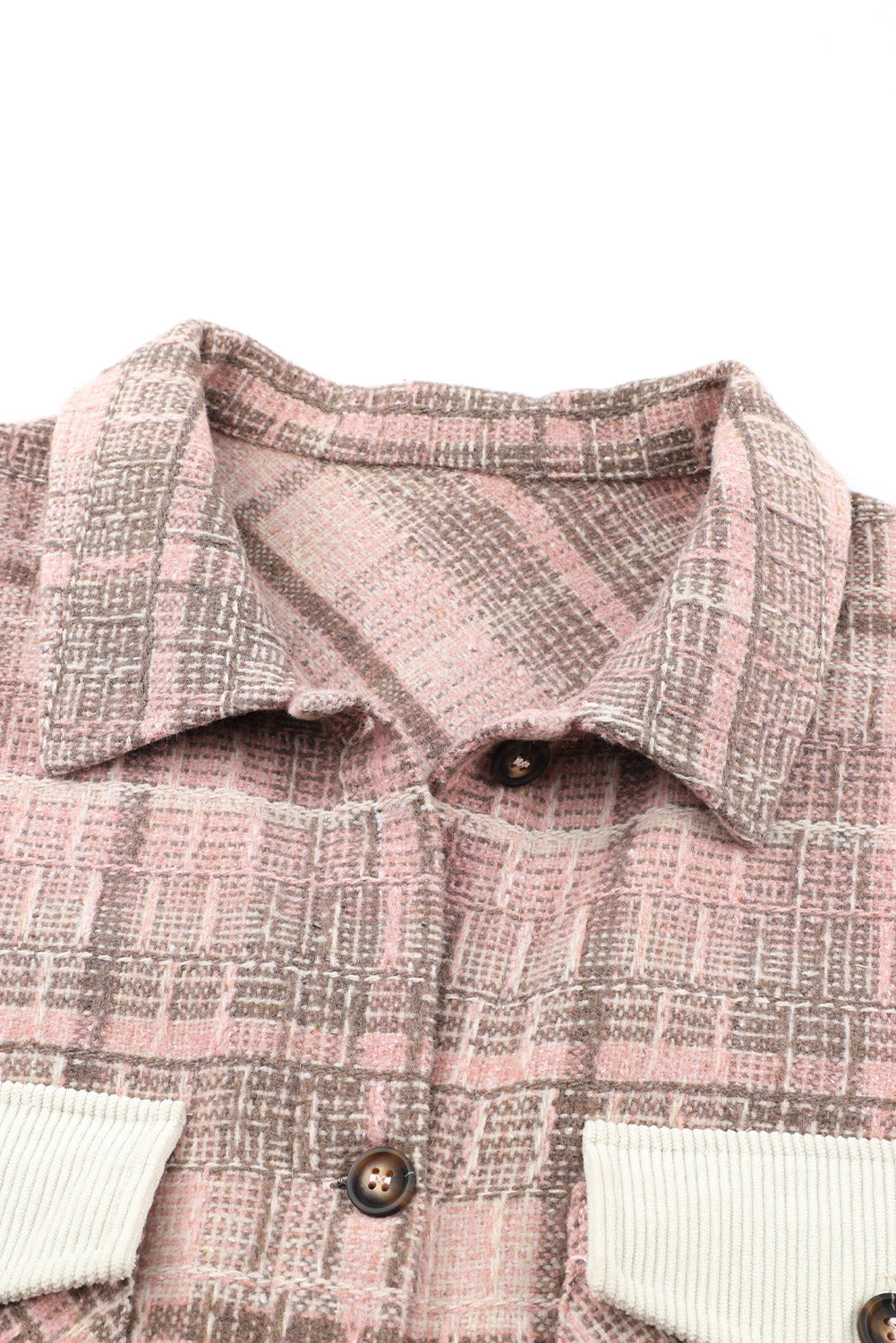 Pink Plus Size Macrame Plaid Coat - SELFTRITSS