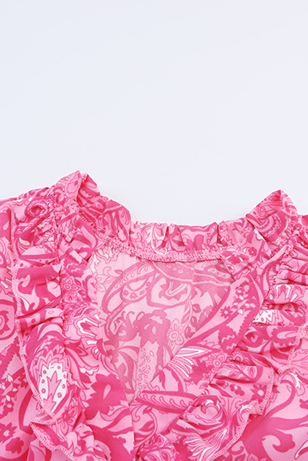Pink Paisley Print Boho Holiday Ruffle Tiered Maxi Dress - SELFTRITSS