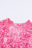 Pink Paisley Print Boho Holiday Ruffle Tiered Maxi Dress - SELFTRITSS