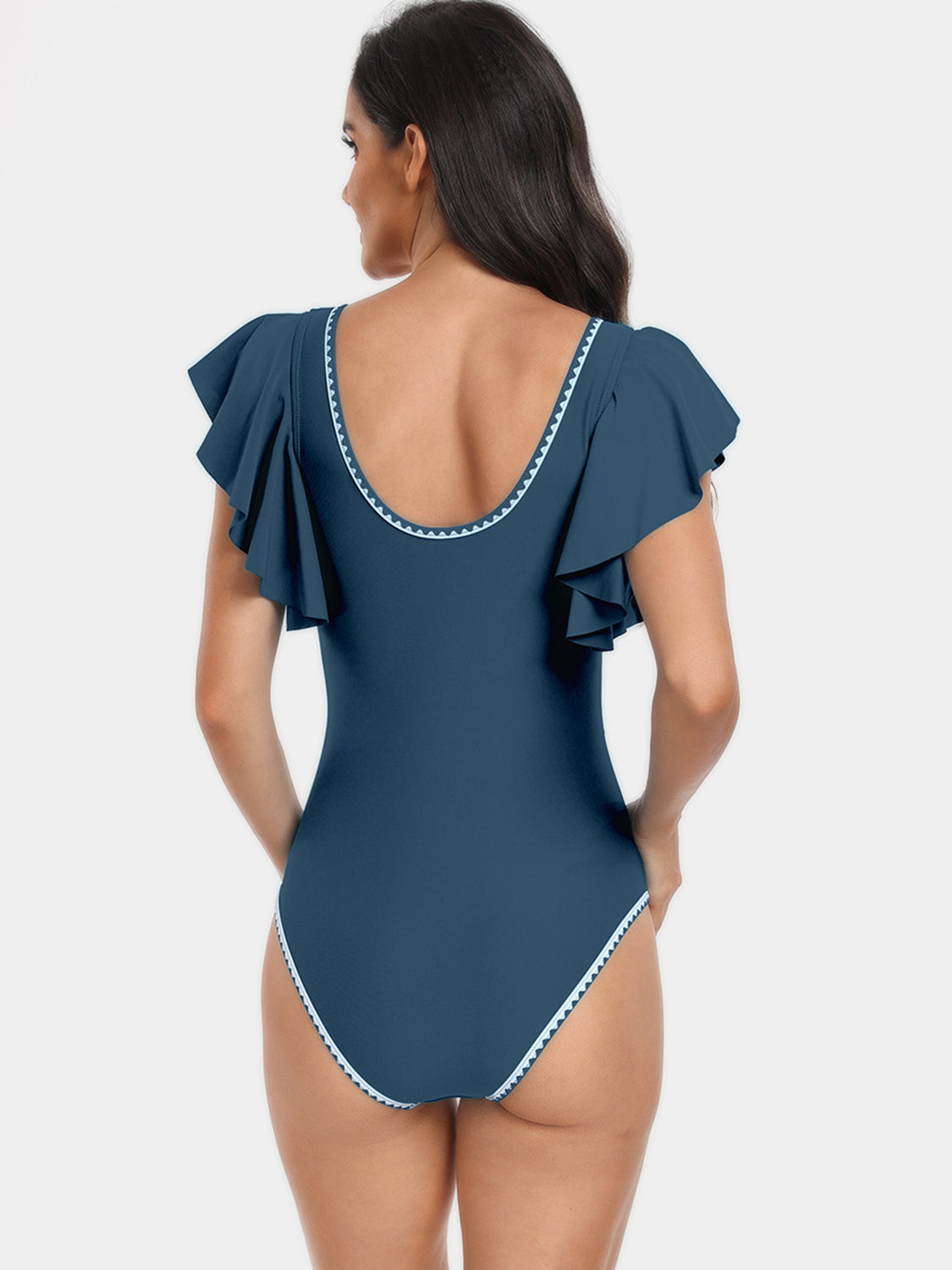 Plunge Cap Sleeve One-Piece Swimwear - SELFTRITSS