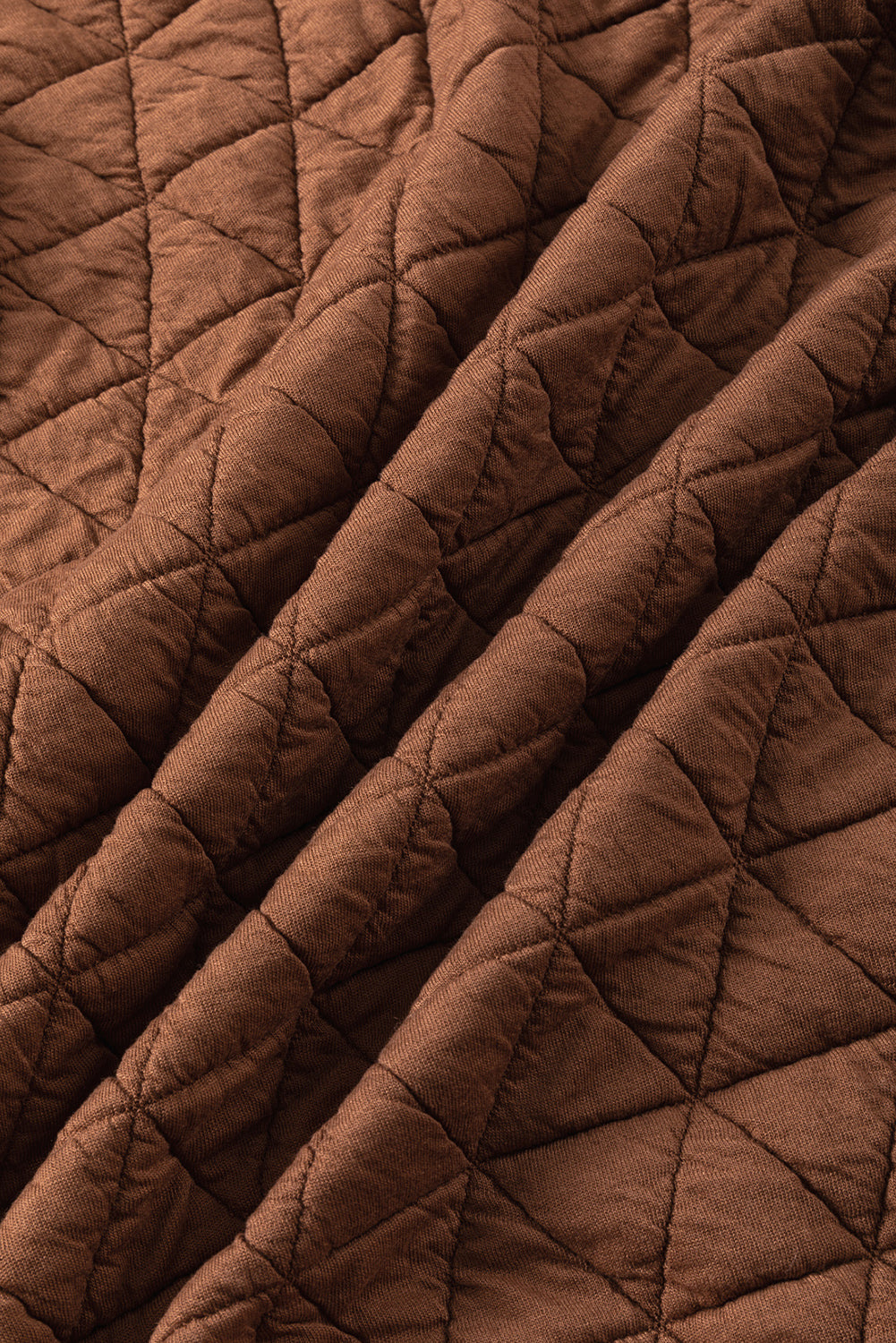 Coffee Solid Color Quilted Kangaroo Pocket Hoodie - SELFTRITSS   