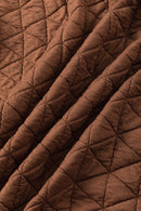 Coffee Solid Color Quilted Kangaroo Pocket Hoodie - SELFTRITSS   