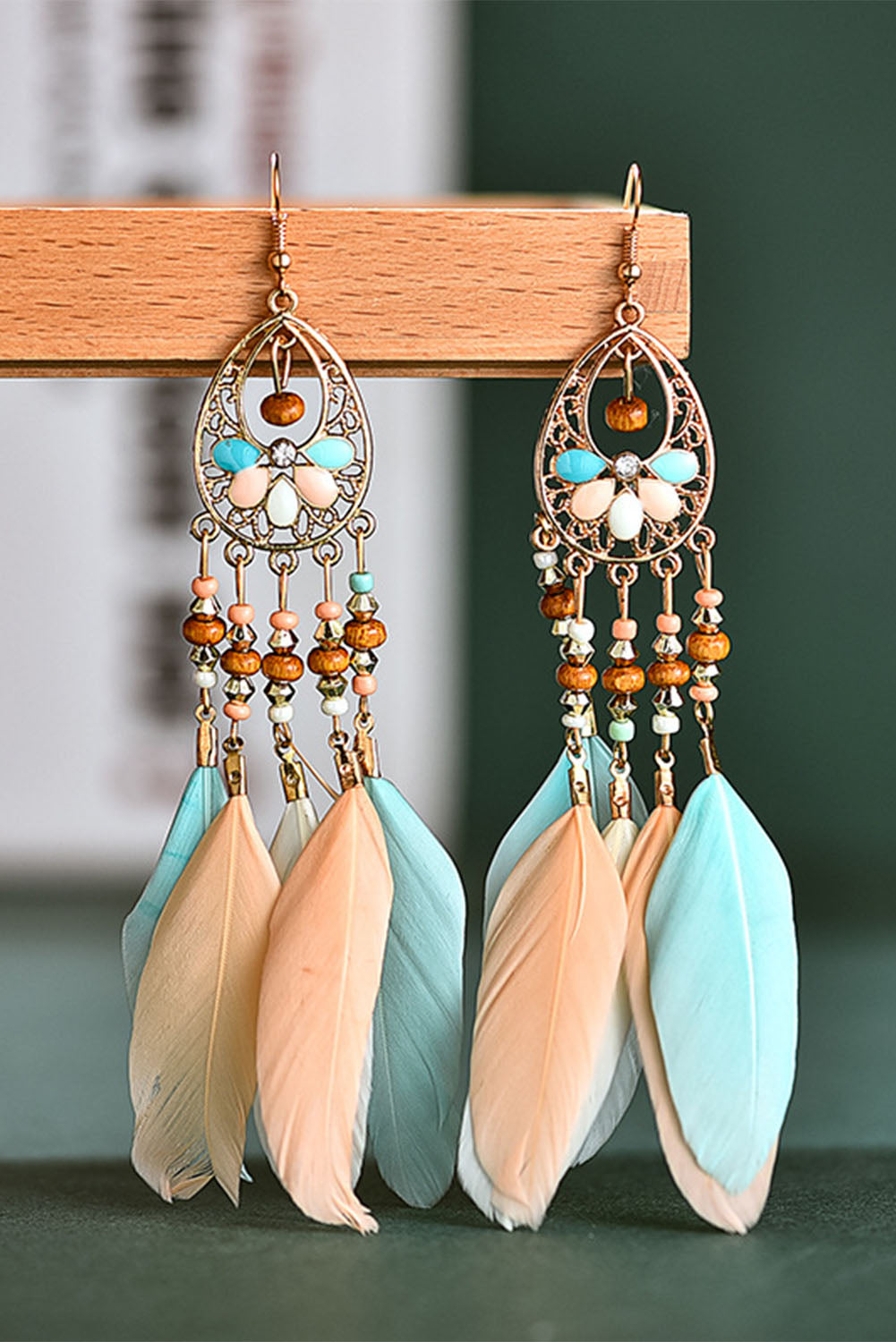 Multicolor Bohemian Hollow-out Feather Tassel Earrings - SELFTRITSS