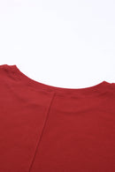 Red Solid Color Patchwork Long Sleeve Top - SELFTRITSS   