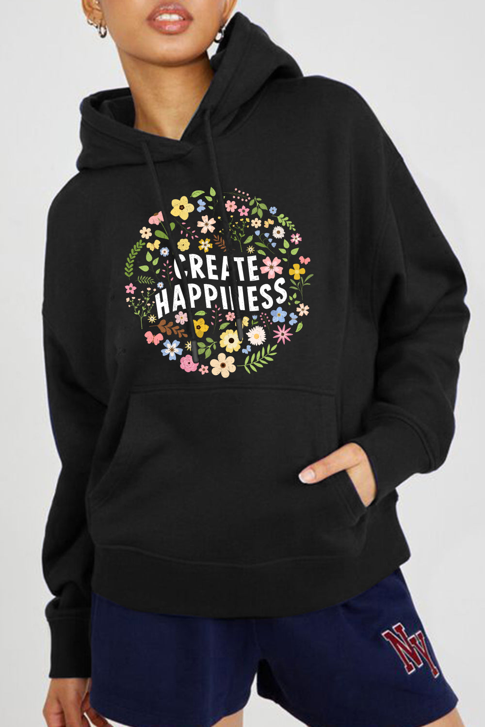 Simply Love Simply Love Full Size CREATE HAPPINESS Graphic Hoodie - SELFTRITSS