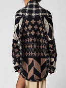 Women's Geometric Print Oversized Cardigan