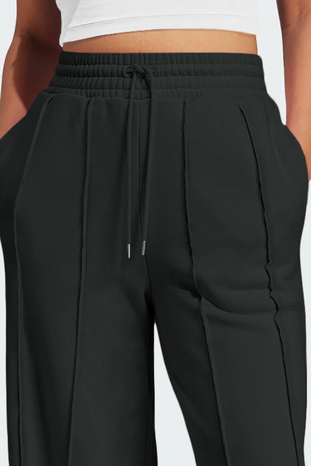 Drawstring Wide Leg Active Pants - SELFTRITSS   