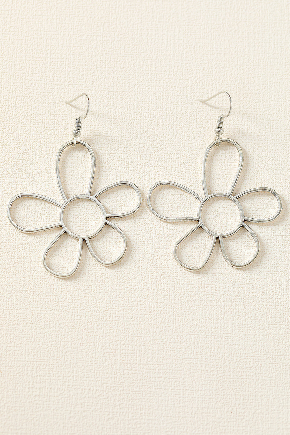 Silvery Alloy Hollowed Flower Hook Earrings - SELFTRITSS   