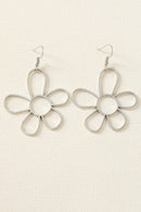 Silvery Alloy Hollowed Flower Hook Earrings - SELFTRITSS   