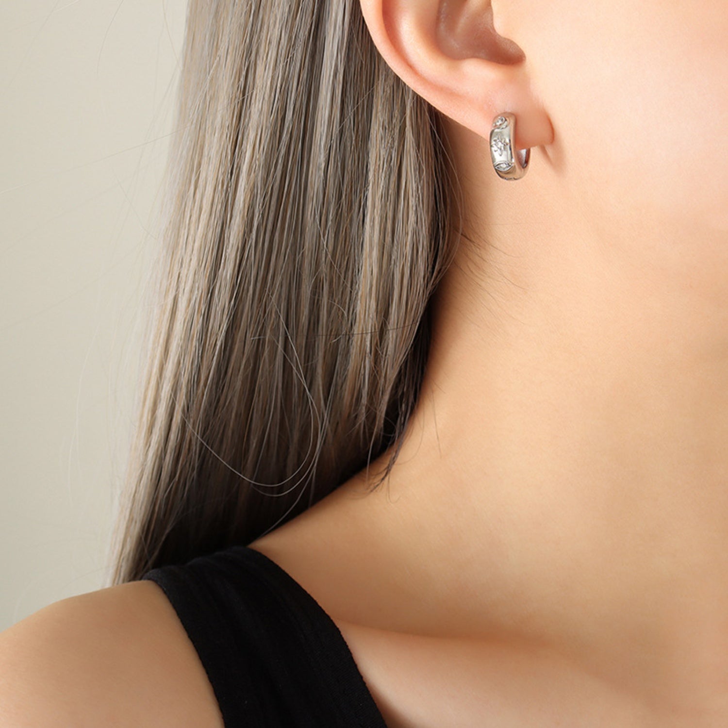 Zircon Titanium Steel Huggie Earrings - SELFTRITSS