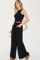 Basic Bae Full Size Ribbed Tank and Wide Leg Pants Set - SELFTRITSS