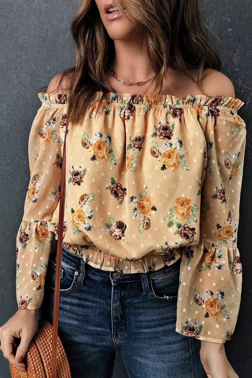 Yellow Bell Sleeves Floral Crop Top - SELFTRITSS