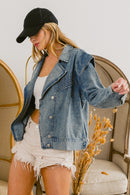 Button Up Long Sleeve Denim Jacket - SELFTRITSS   