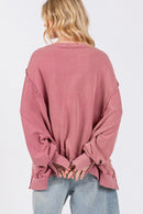 Mineral Wash Side Slit Oversized Sweatshirt - SELFTRITSS   