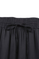 Black Drawstring Elastic Waist Casual Wide Leg Pants - SELFTRITSS   