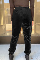 Black Solid Velvet Jogger Pants - SELFTRITSS