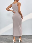 Round Neck Wrap Midi Cami Dress - SELFTRITSS