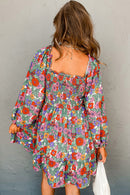 Floral Smocked Bust Square Neck Ruffled Dress - SELFTRITSS