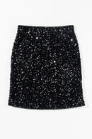 Black Sequin Bodycon Mini Skirt - SELFTRITSS