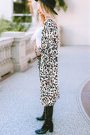 Leopard Pocketed Open Front Duster Cardigan - SELFTRITSS   