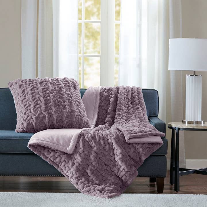 Ruched 50x60" Throw Blanket, Purple - SELFTRITSS