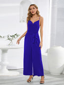 Tied Spaghetti Strap Wide Leg Jumpsuit - SELFTRITSS