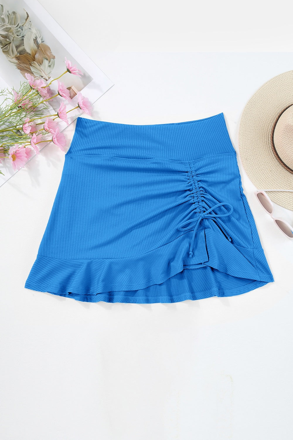 Ruched Elastic Waist Swim Skirt - SELFTRITSS   