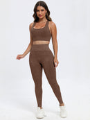 Scoop Neck Wide Strap Top and Pants Active Set - SELFTRITSS   