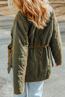 Green Stitching Quilted Drawstring Jacket - SELFTRITSS   