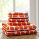 6-Piece Cotton Jacquard Bathroom Towel Set, Orange - SELFTRITSS