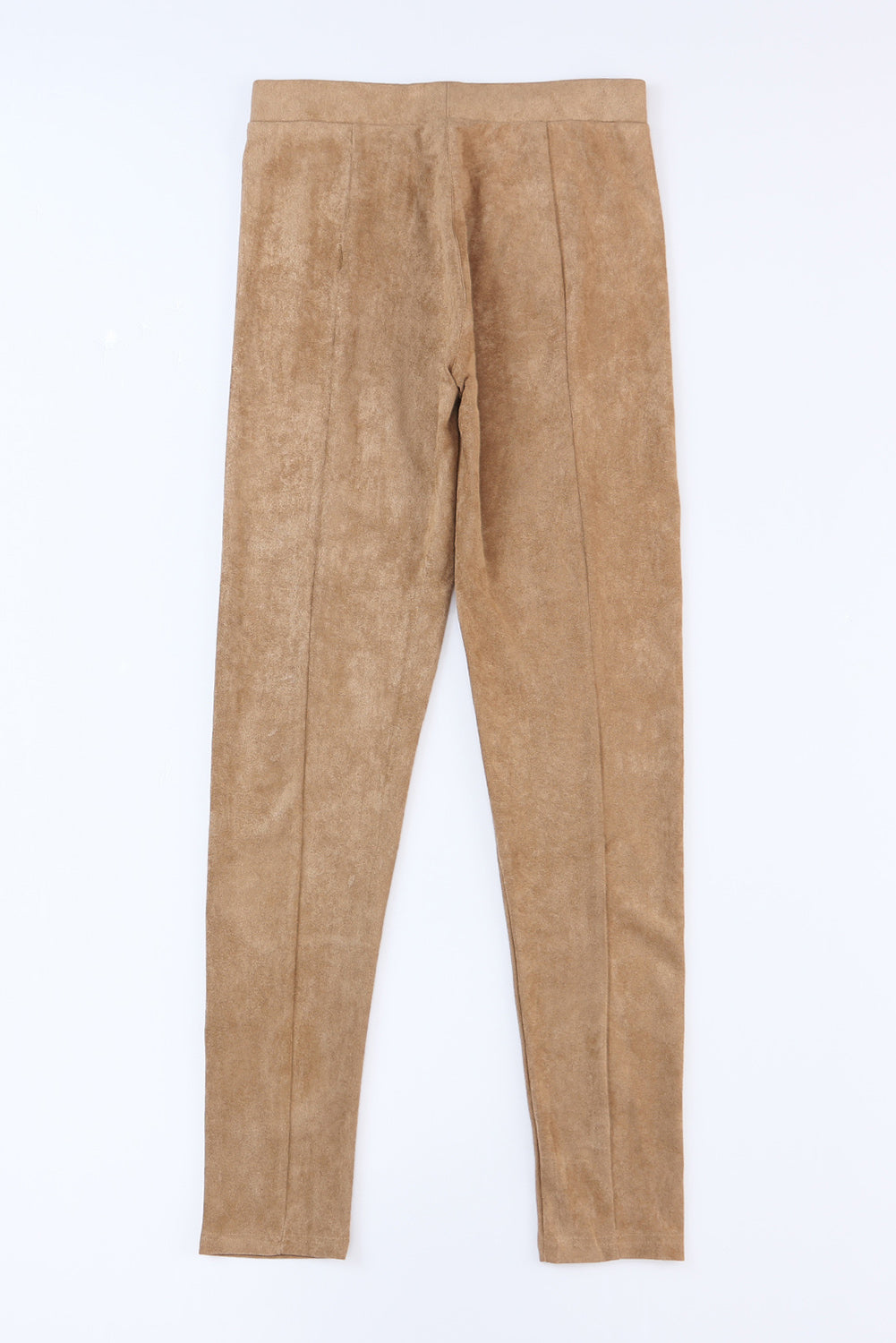 Khaki High Waist Faux Suede Skinny Leggings - SELFTRITSS