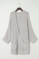 Gray Oversized Fold Over Sleeve Sweater Cardigan - SELFTRITSS