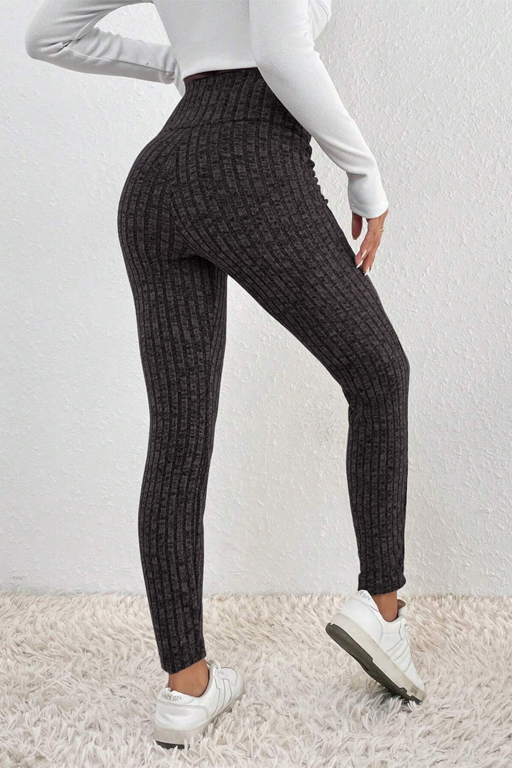 Dark Grey Ribbed  Leggings