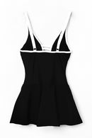 Black Strappy V Neck Side Split One-piece Swimdress - SELFTRITSS   