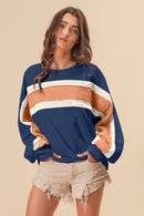 French Terry Color Block Cut Edge Detail Sweatshirt - SELFTRITSS   