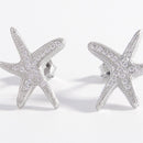 925 Sterling Silver Inlaid Zircon Starfish Earrings - SELFTRITSS   