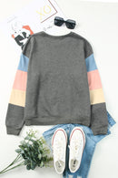 Gray Colorblock Long Sleeve Pullover Sweatshirt - SELFTRITSS