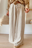 Plus Size Striped Wide Leg Pants - SELFTRITSS   