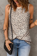 Leopard Print Round Neck Tank Top - SELFTRITSS   