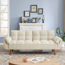 Cream 74.4 inch Foam Futon Sofa Bed