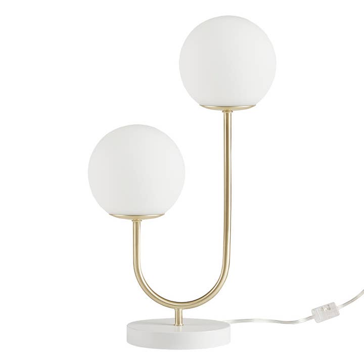 Modern 2-Light Globe Gold Base Table Lamp - SELFTRITSS